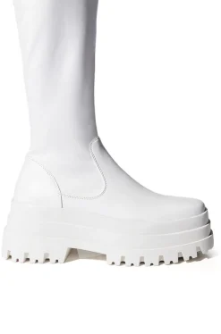Aretha- Flat Platform Knee High Stretch Boot