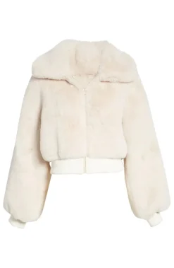 Drew-Street Beige Cropped Teddy Jacket