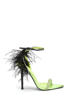Ella- Feather Pointed Toe Heeled Sandal