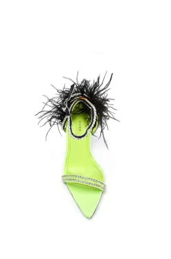 Ella- Feather Pointed Toe Heeled Sandal