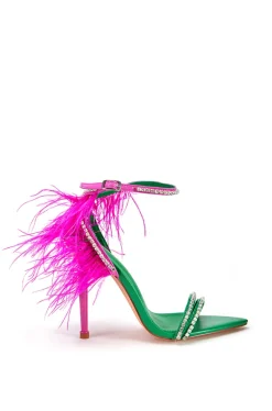 Ella- Feather Pointed Toe Heeled Sandal