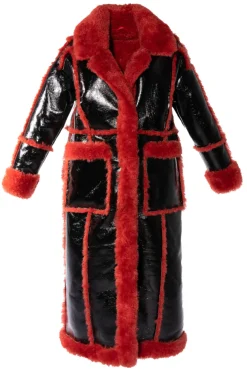 Lauder- Patent Faux Fur Coat
