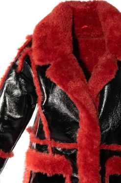 Lauder- Patent Faux Fur Coat