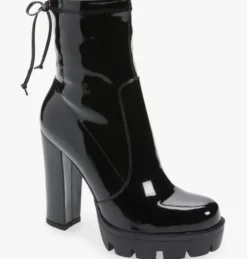 Rainy Patent Heeled Platform Bootie